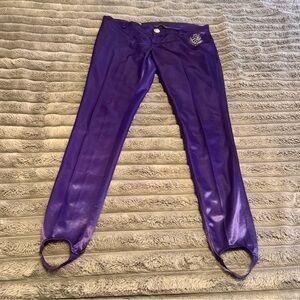 Vintage y2k Rocawear Purple Satin Rhinestone Track Pants Womens XL
